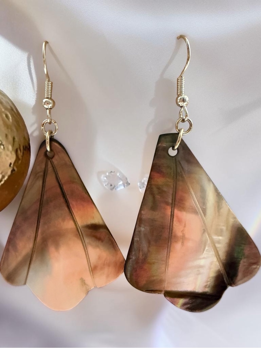 Gold-Tone Iridescent Shell Drop Earrings
